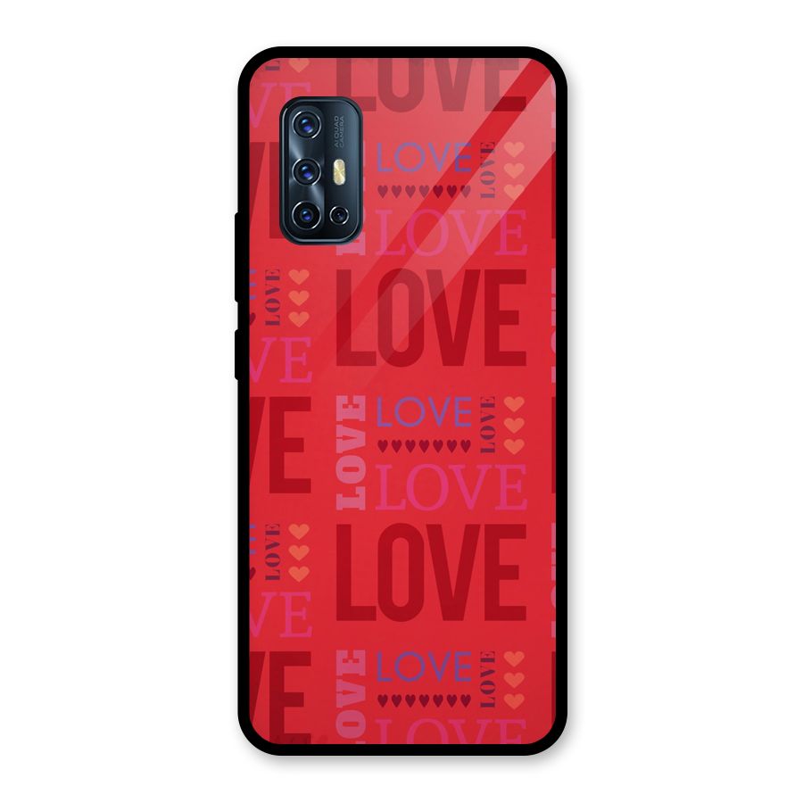 Love Pattern Glass Back Case for Vivo V17