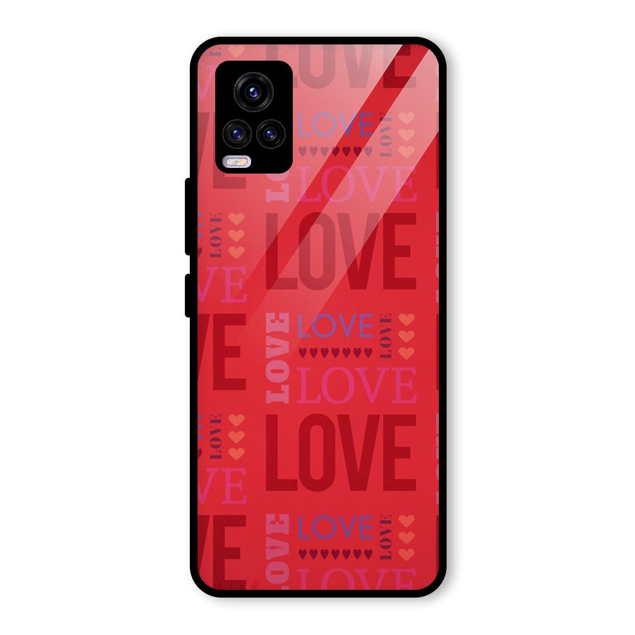 Love Pattern Glass Back Case for Vivo V20
