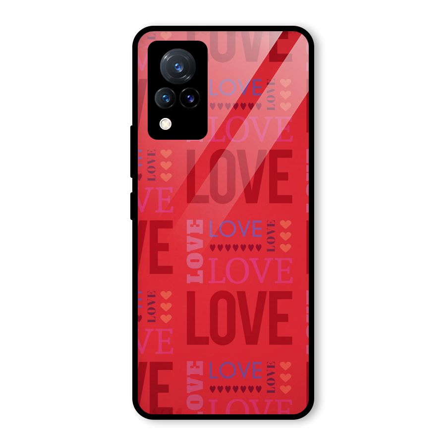 Love Pattern Glass Back Case for Vivo V21 5G