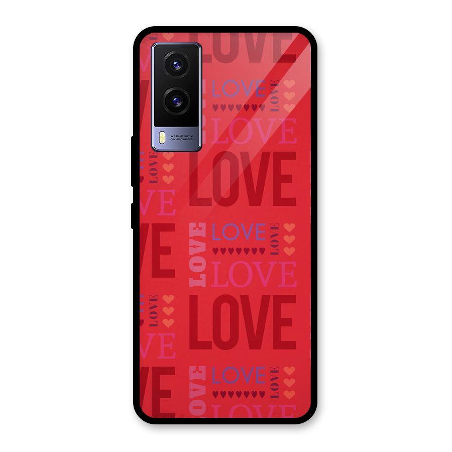 Love Pattern Glass Back Case for Vivo V21e 5G