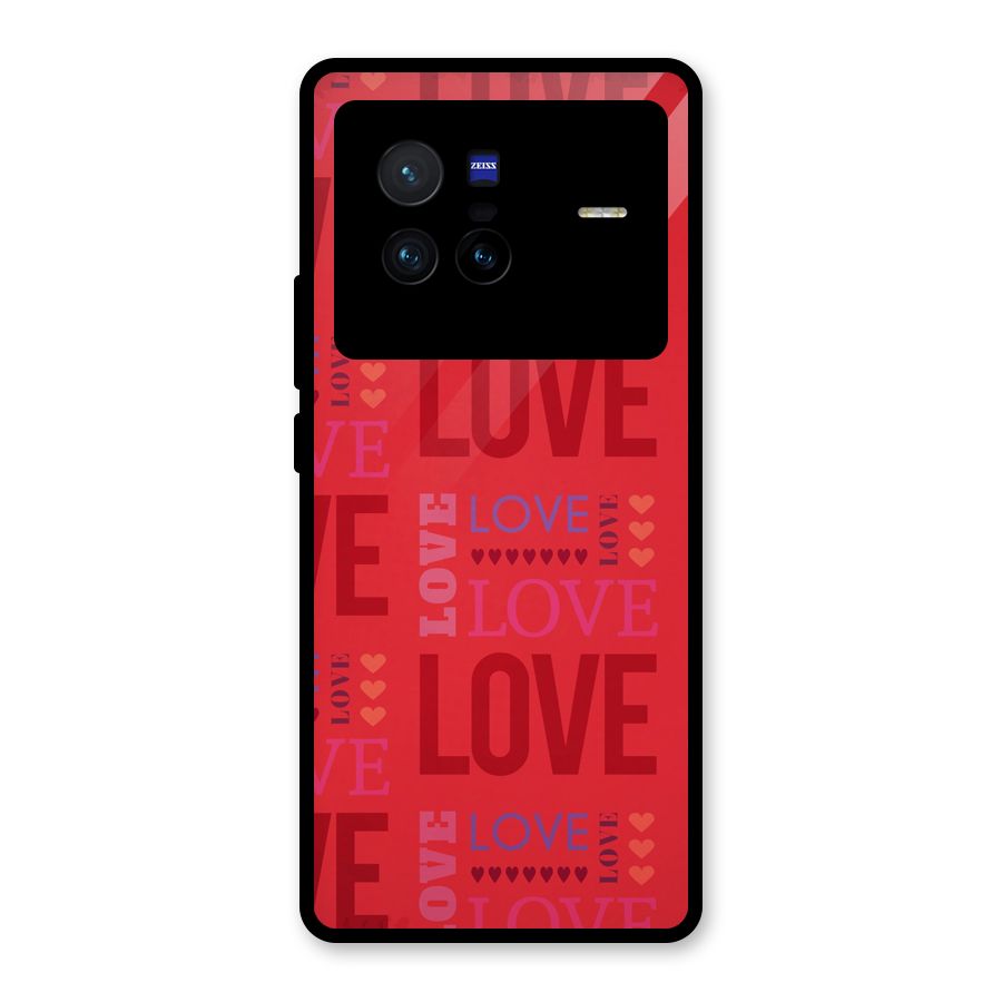 Love Pattern Glass Back Case for Vivo X80
