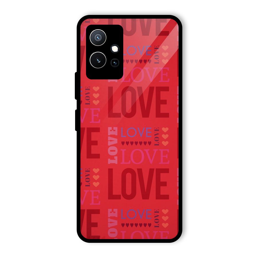Love Pattern Glass Back Case for Vivo Y75 5G
