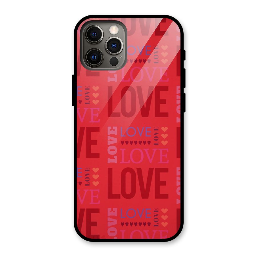Love Pattern Glass Back Case for iPhone 12 Pro
