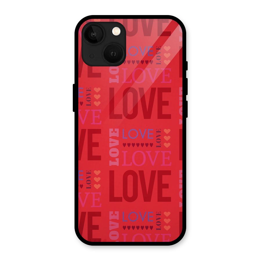 Love Pattern Glass Back Case for iPhone 13