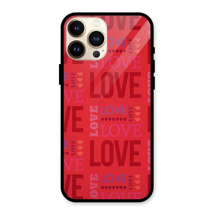 Love Pattern Glass Back Case for iPhone 13 Pro Max