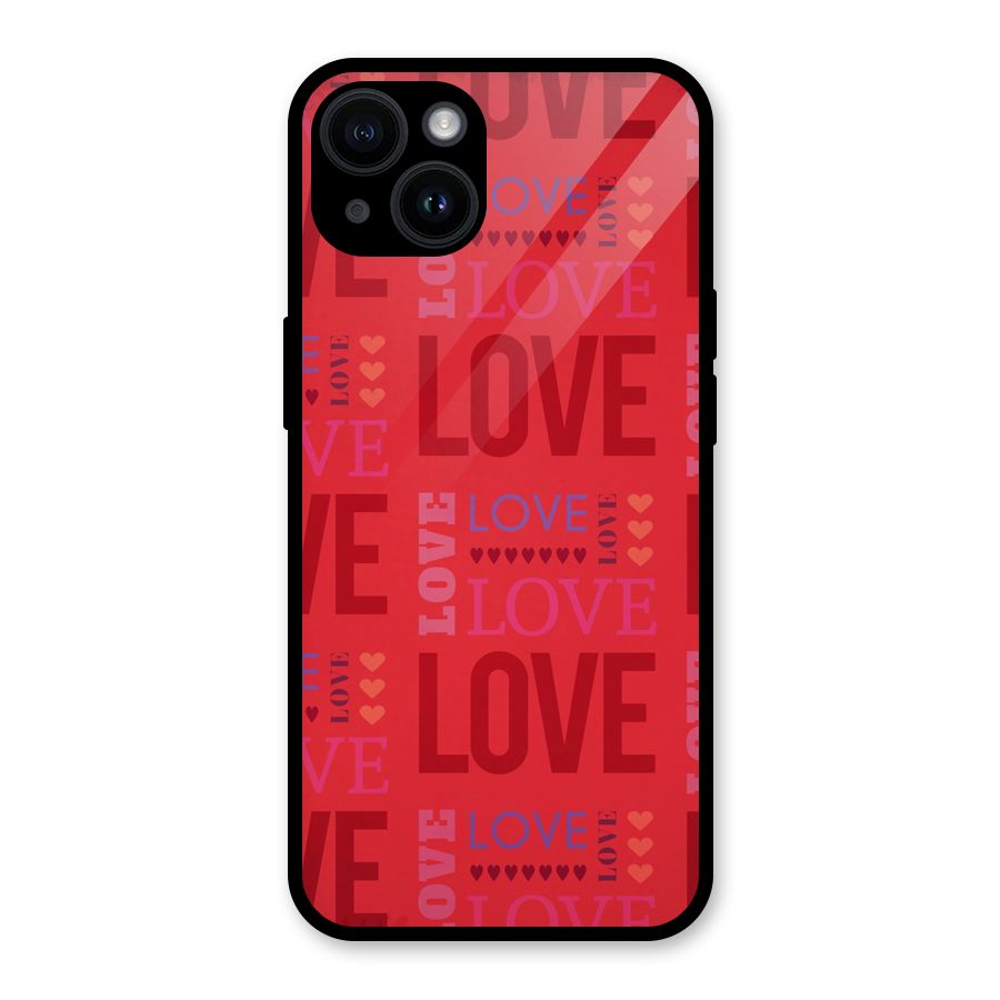 Love Pattern Glass Back Case for iPhone 14