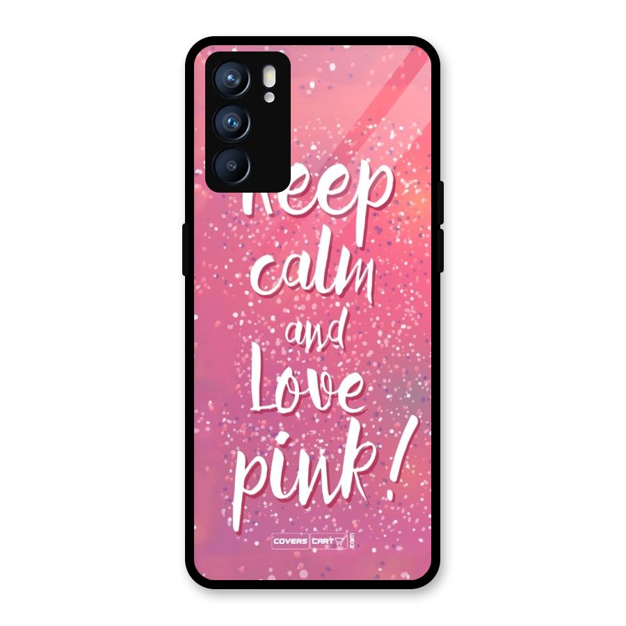 Love Pink Glass Back Case for Oppo Reno6 5G