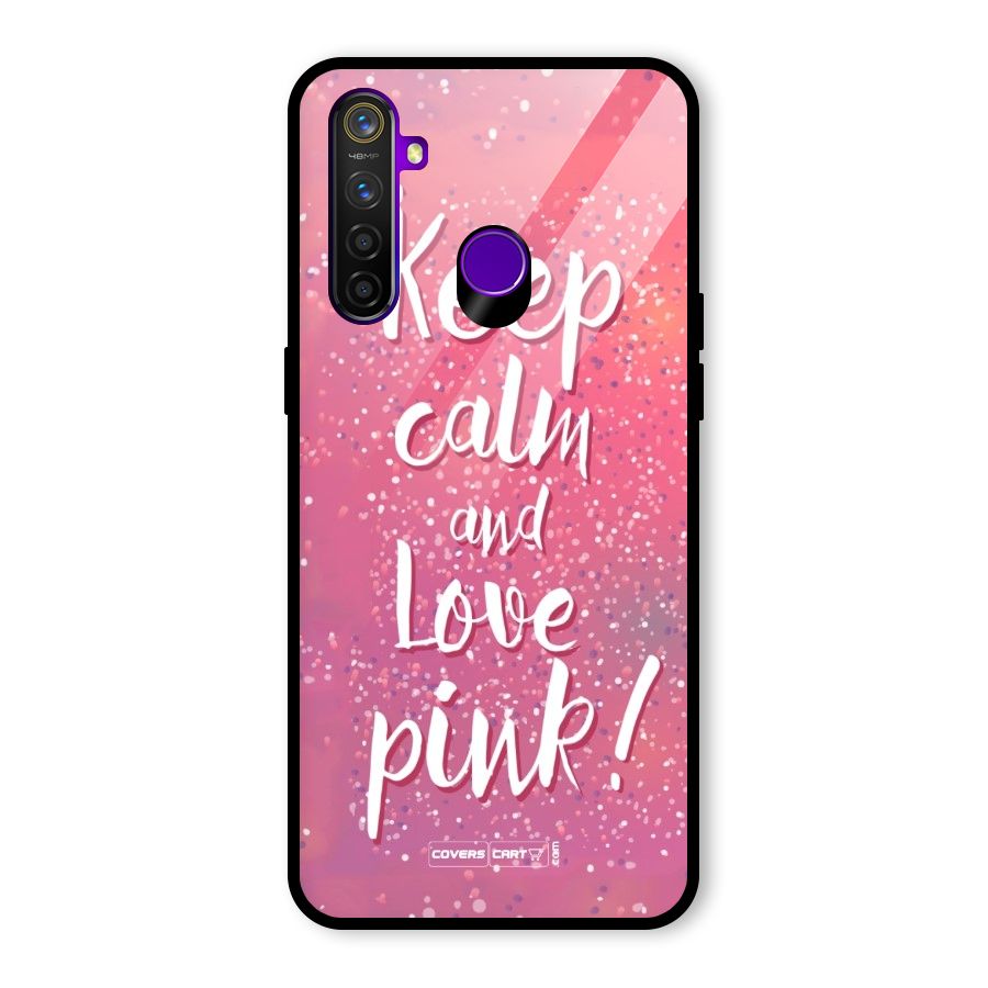 Love Pink Glass Back Case for Realme 5 Pro