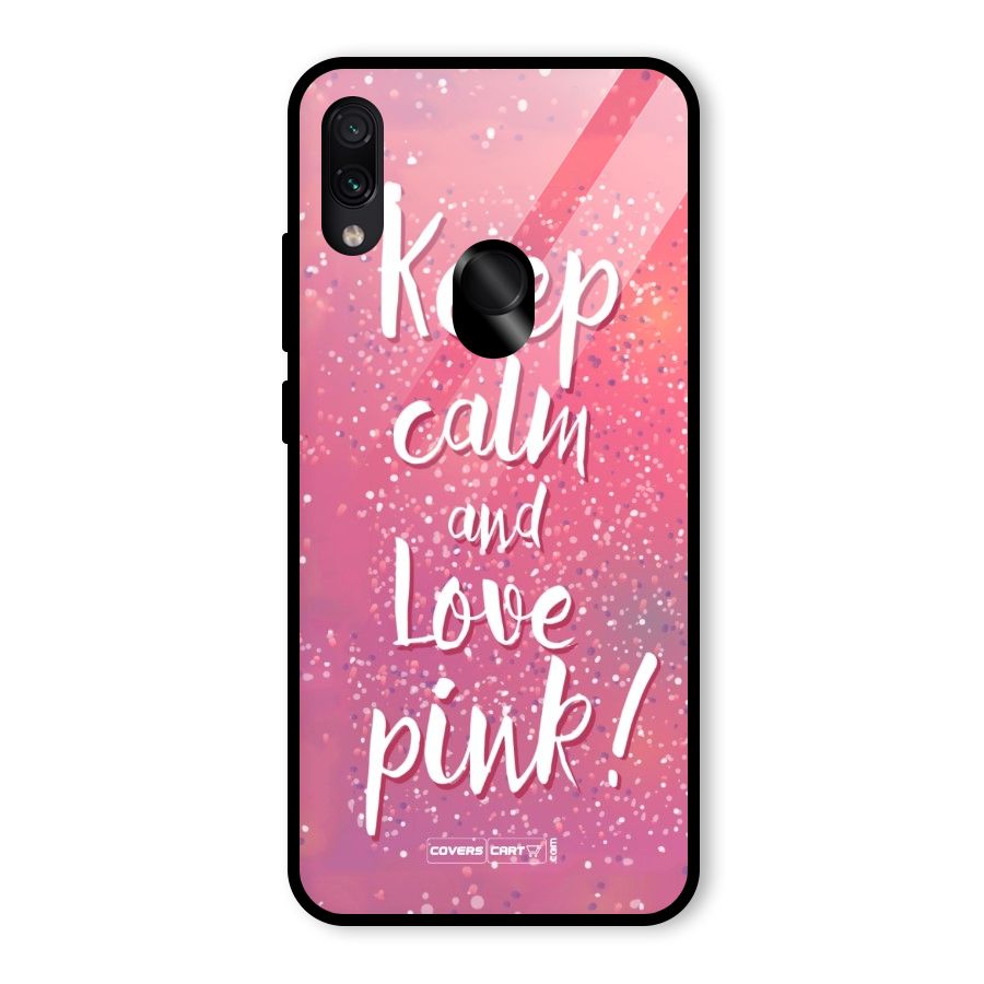 Love Pink Glass Back Case for Redmi Note 7S