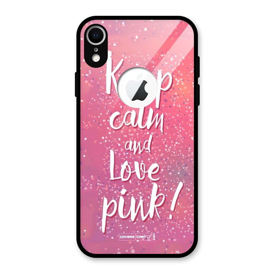 Love Pink Glass Back Case for iPhone XR Logo Cut