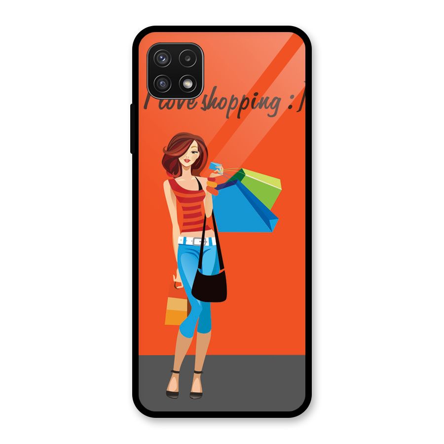 Love Shopping Classy Girl Glass Back Case for Galaxy A22 5G
