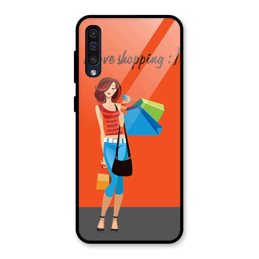 Love Shopping Classy Girl Glass Back Case for Galaxy A50s