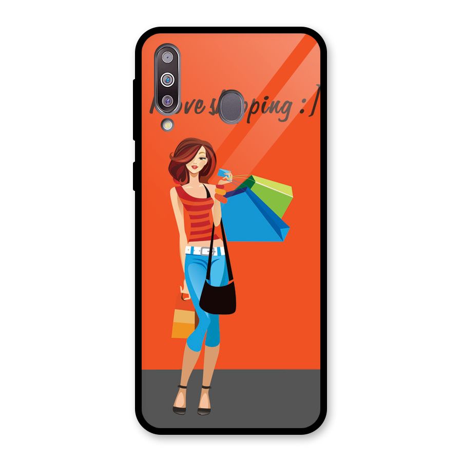 Love Shopping Classy Girl Glass Back Case for Galaxy M30