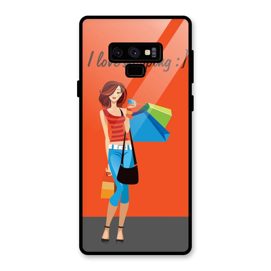 Love Shopping Classy Girl Glass Back Case for Galaxy Note 9