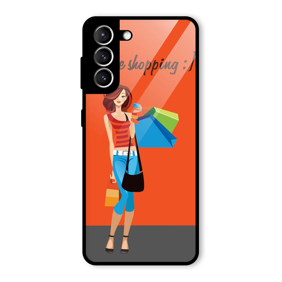Love Shopping Classy Girl Glass Back Case for Galaxy S21 5G
