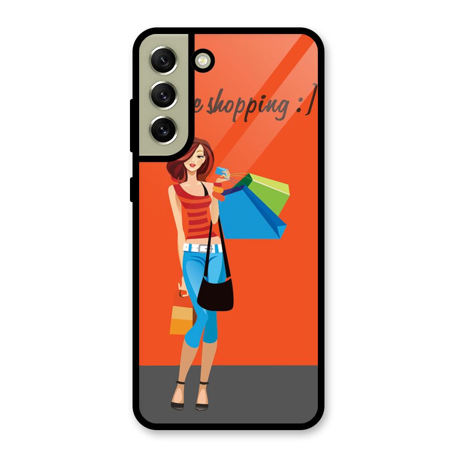 Love Shopping Classy Girl Glass Back Case for Galaxy S21 FE 5G