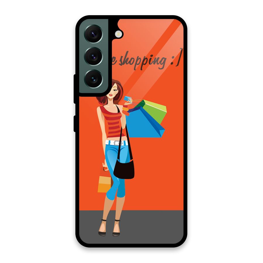 Love Shopping Classy Girl Glass Back Case for Galaxy S22 5G