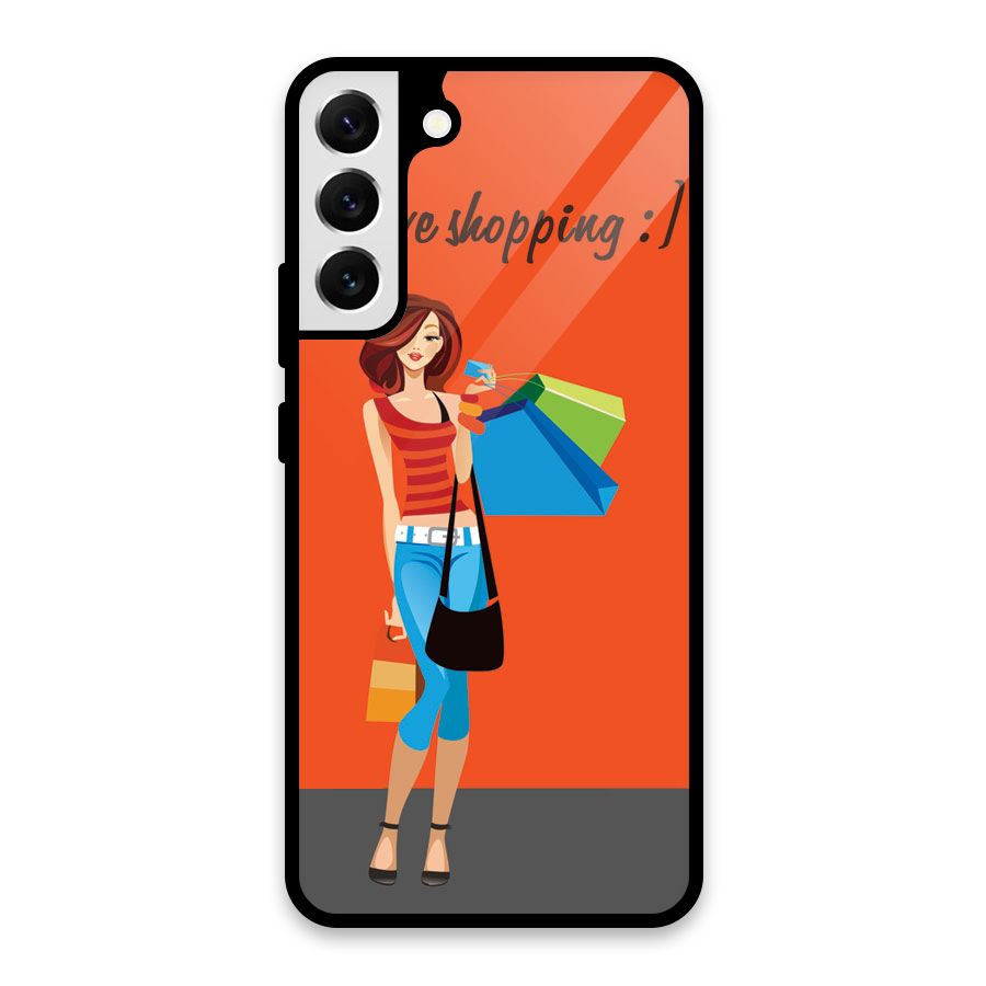 Love Shopping Classy Girl Glass Back Case for Galaxy S22 Plus 5G