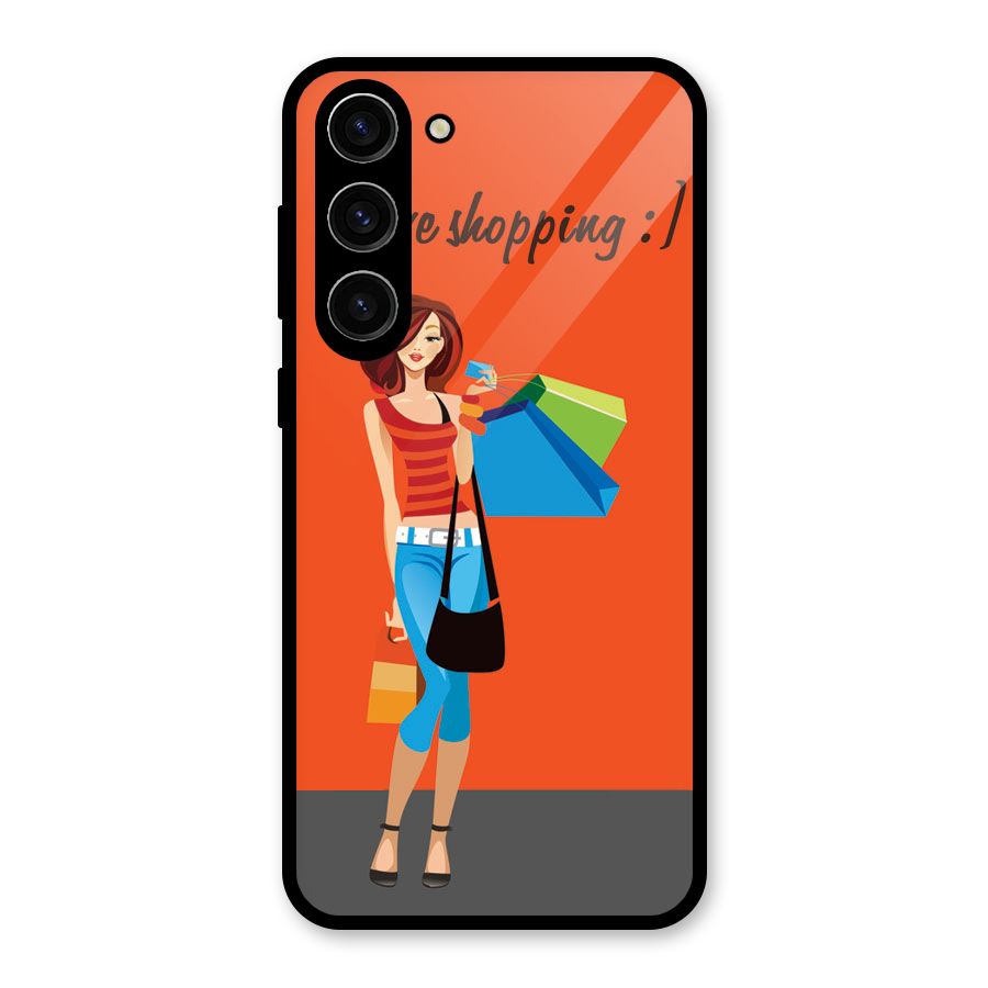 Love Shopping Classy Girl Glass Back Case for Galaxy S23 Plus