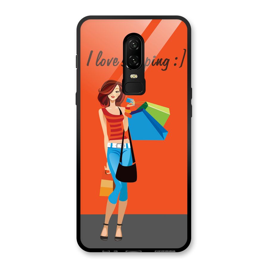 Love Shopping Classy Girl Glass Back Case for OnePlus 6