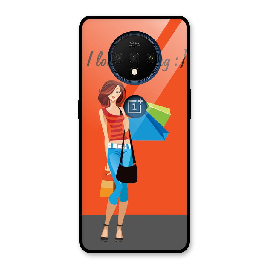 Love Shopping Classy Girl Glass Back Case for OnePlus 7T