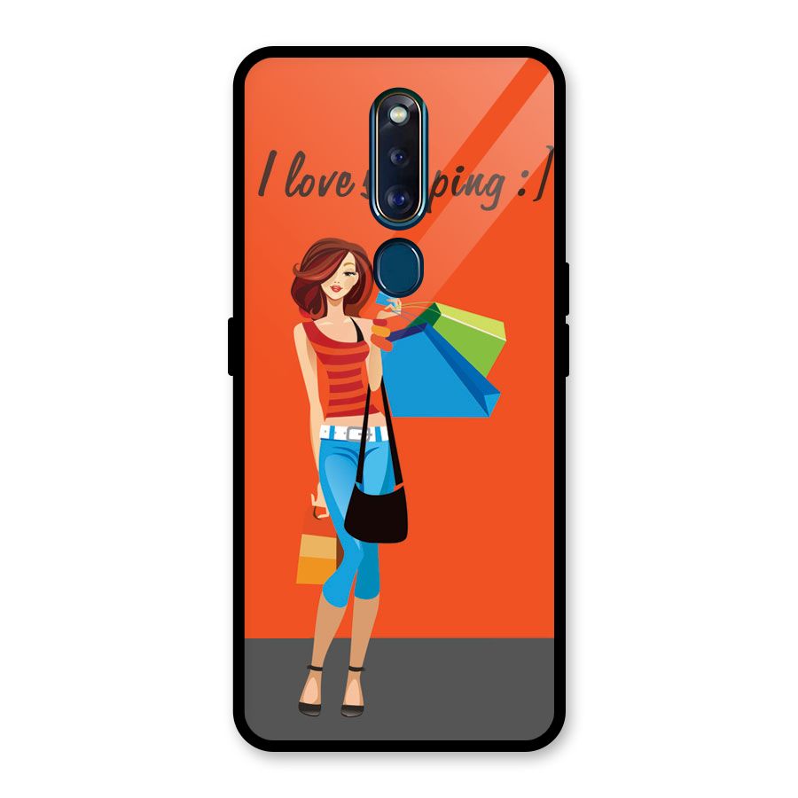 Love Shopping Classy Girl Glass Back Case for Oppo F11 Pro