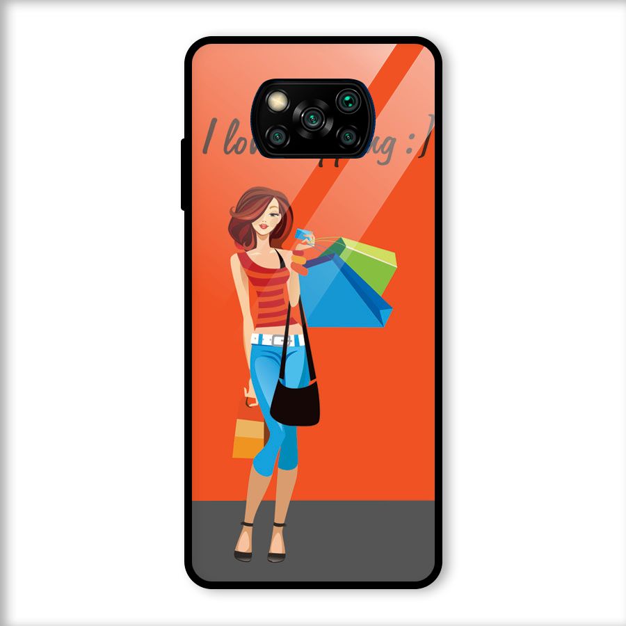 Love Shopping Classy Girl Glass Back Case for Poco X3