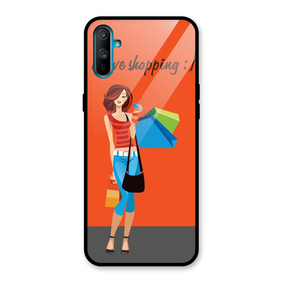 Love Shopping Classy Girl Glass Back Case for Realme C3