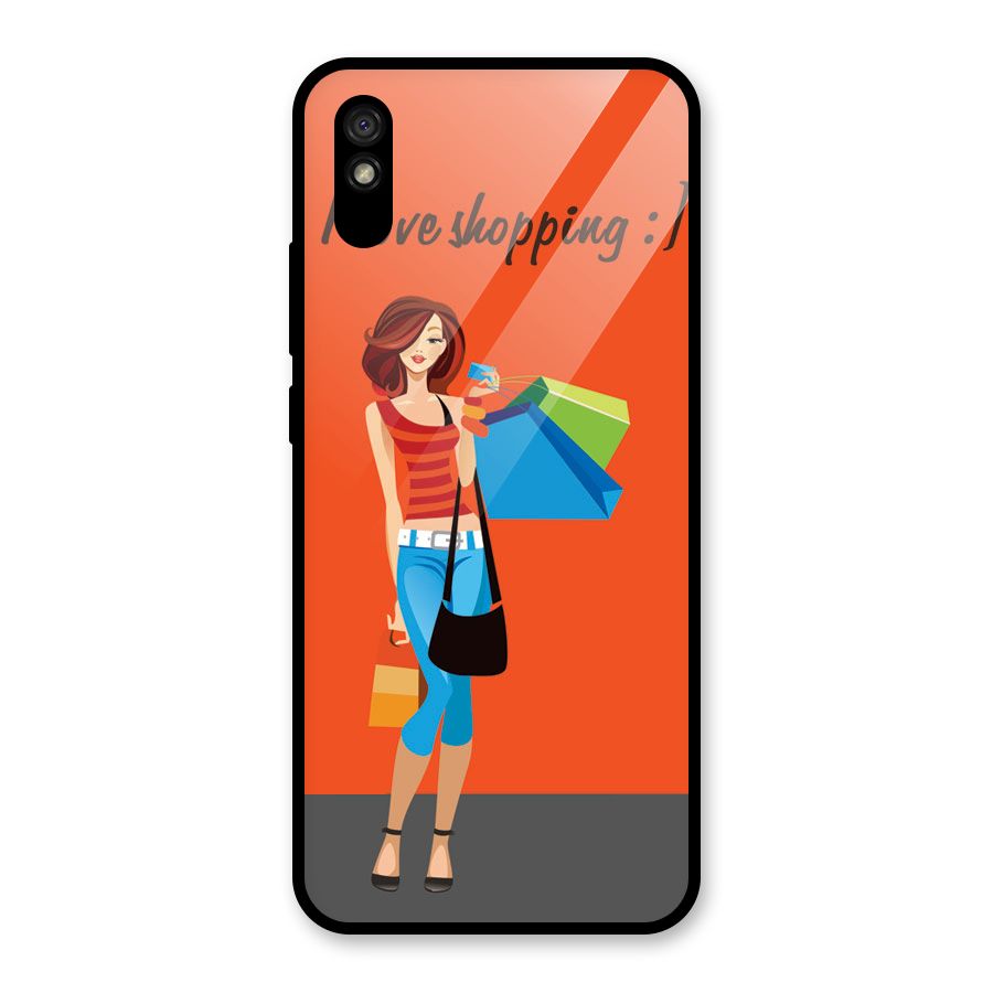 Love Shopping Classy Girl Glass Back Case for Redmi 9A