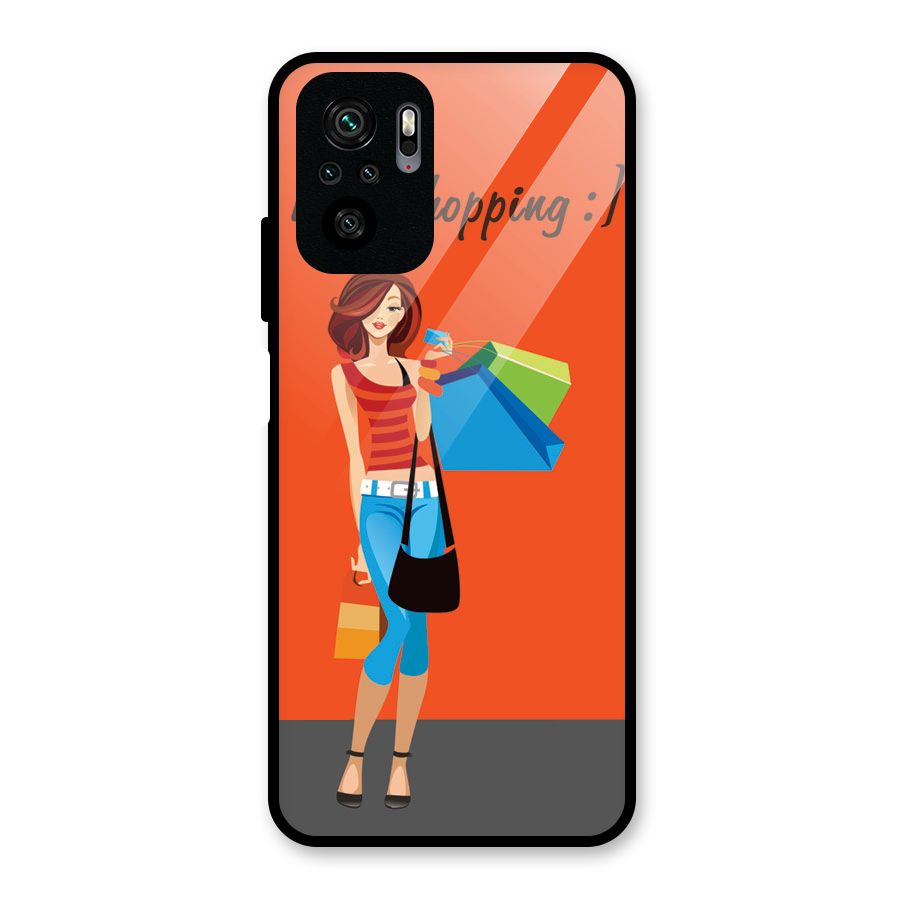 Love Shopping Classy Girl Glass Back Case for Redmi Note 10S