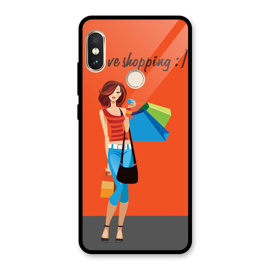 Love Shopping Classy Girl Glass Back Case for Redmi Note 5 Pro