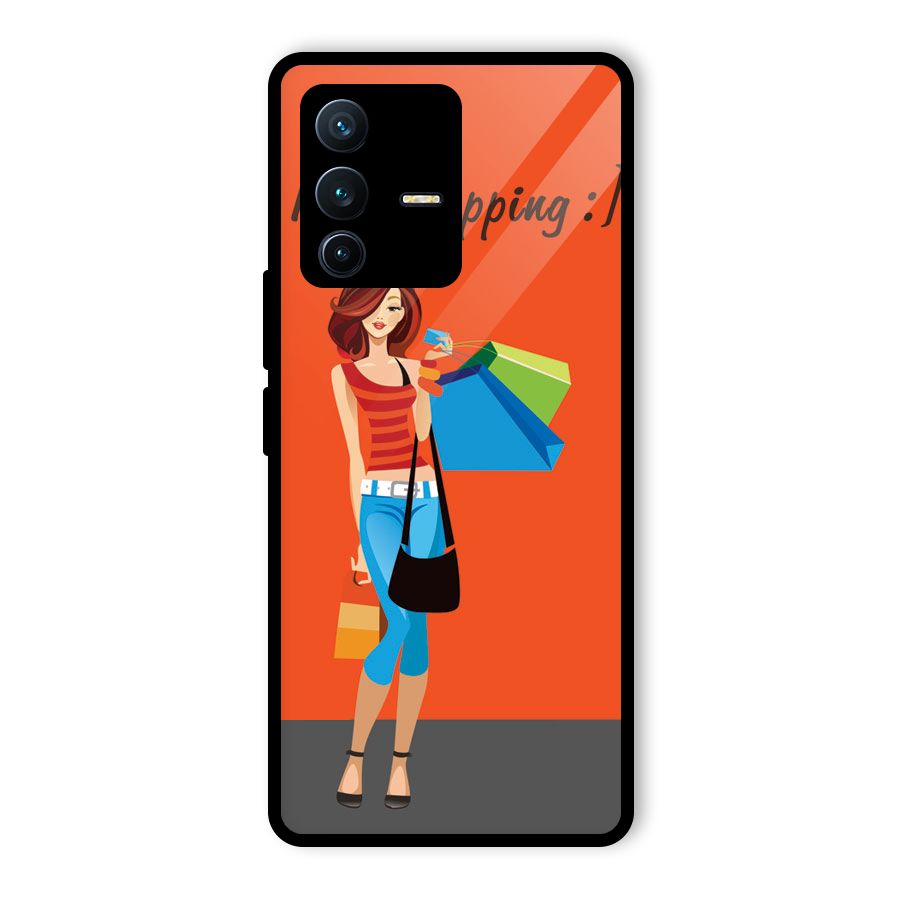 Love Shopping Classy Girl Glass Back Case for Vivo V23 Pro