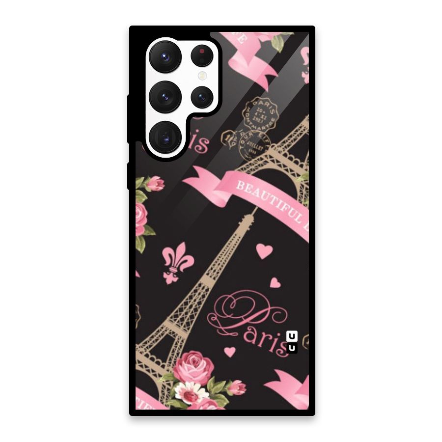 Love Tower Glass Back Case for Galaxy S22 Ultra 5G