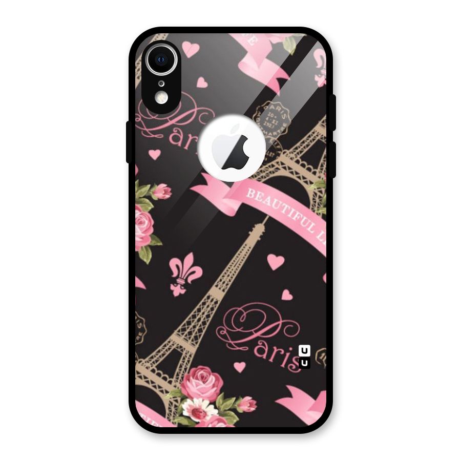 Love Tower Glass Back Case for iPhone XR Logo Cut