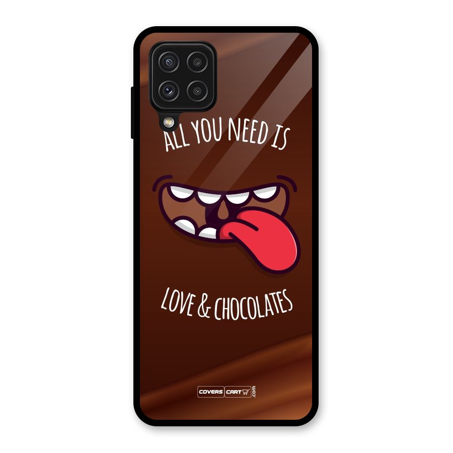 Love and Chocolates Glass Back Case for Galaxy A22 4G