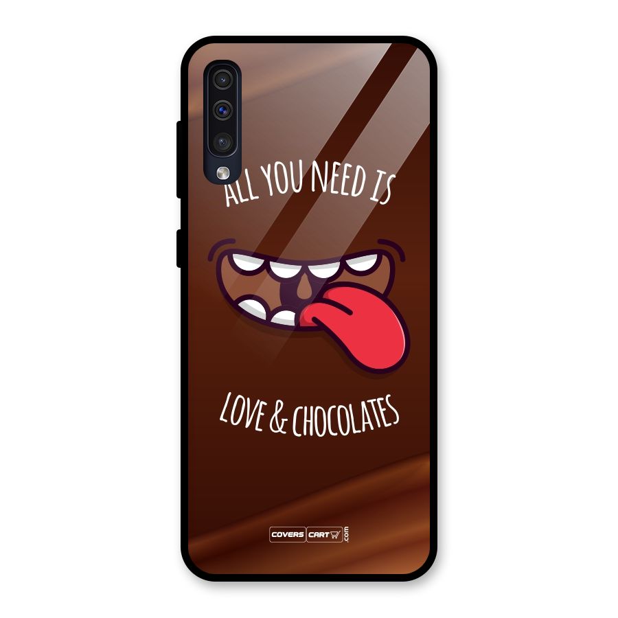 Love and Chocolates Glass Back Case for Galaxy A50