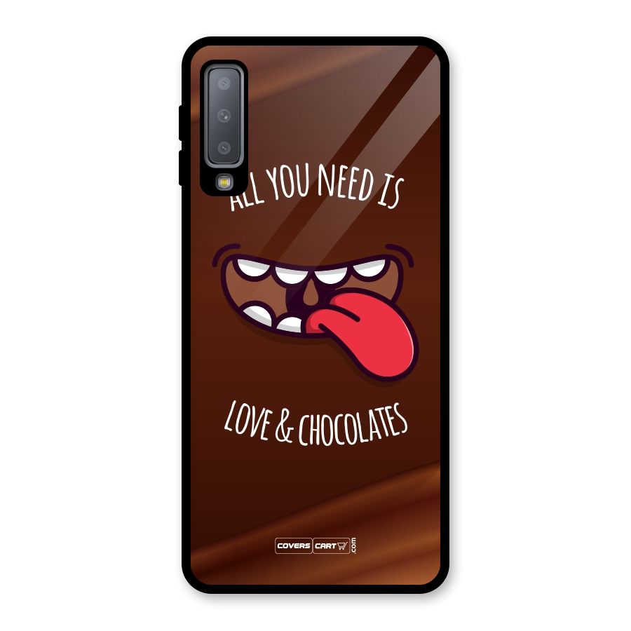 Love and Chocolates Glass Back Case for Galaxy A7 (2018)