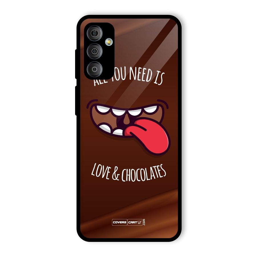 Love and Chocolates Glass Back Case for Galaxy F23