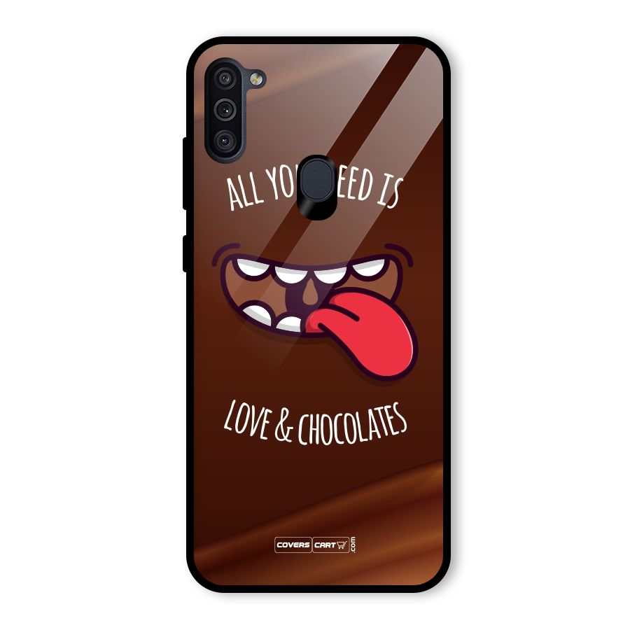Love and Chocolates Glass Back Case for Galaxy M11