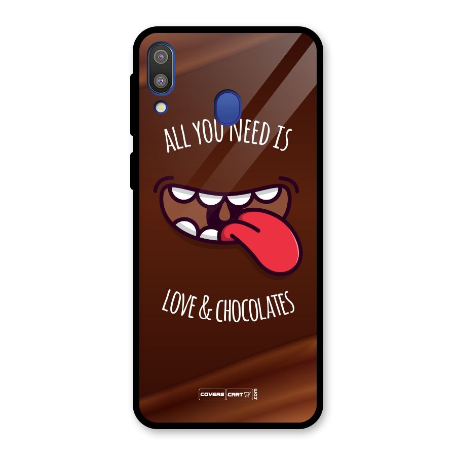 Love and Chocolates Glass Back Case for Galaxy M20