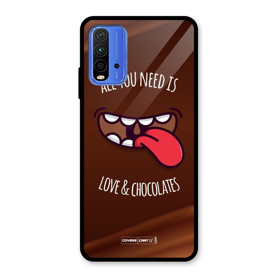 Love and Chocolates Glass Back Case for Redmi 9 Power