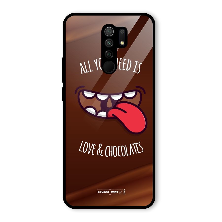 Love and Chocolates Glass Back Case for Redmi 9 Prime