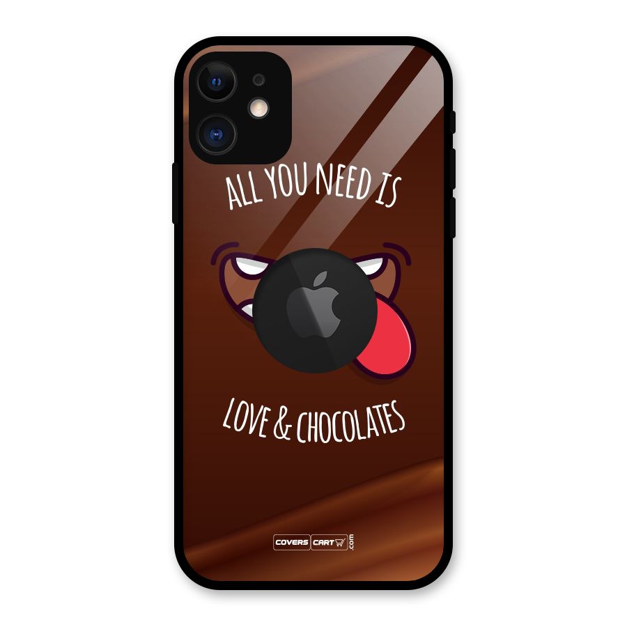 Love and Chocolates Glass Back Case for iPhone 11 Logo Cut