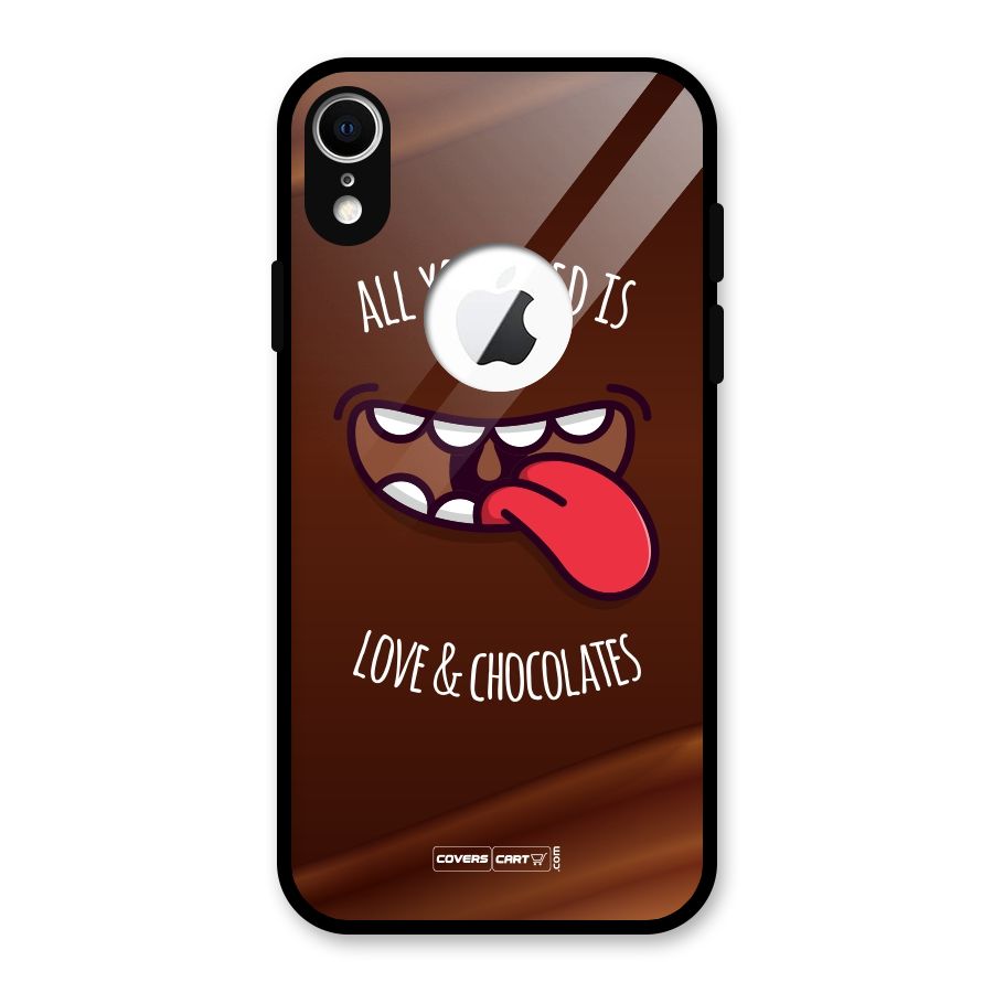 Love and Chocolates Glass Back Case for iPhone XR Logo Cut