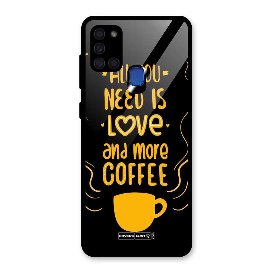 Love and More Coffee Glass Back Case for Galaxy A21s