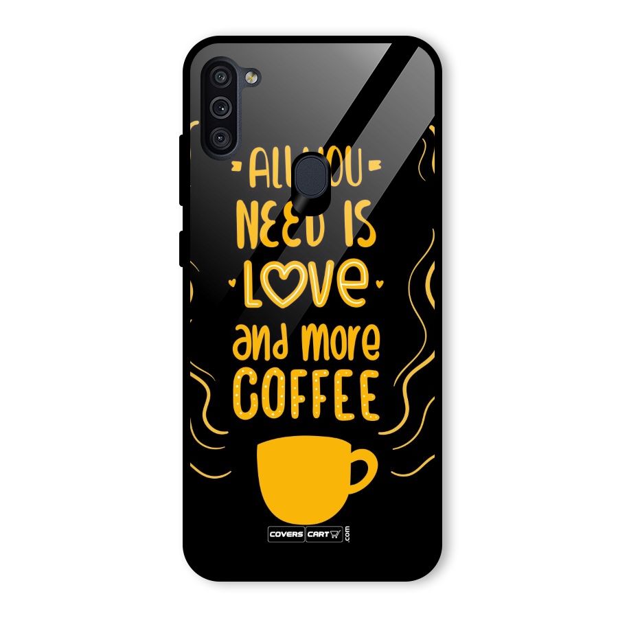 Love and More Coffee Glass Back Case for Galaxy M11
