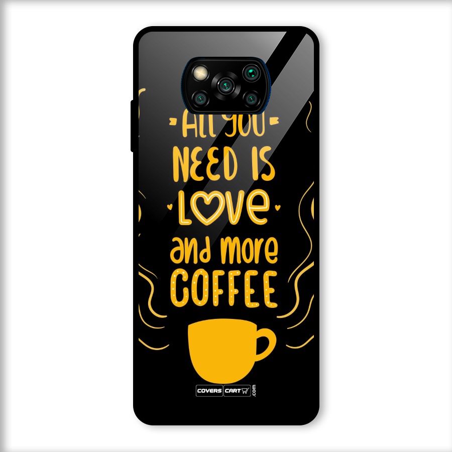 Love and More Coffee Glass Back Case for Poco X3