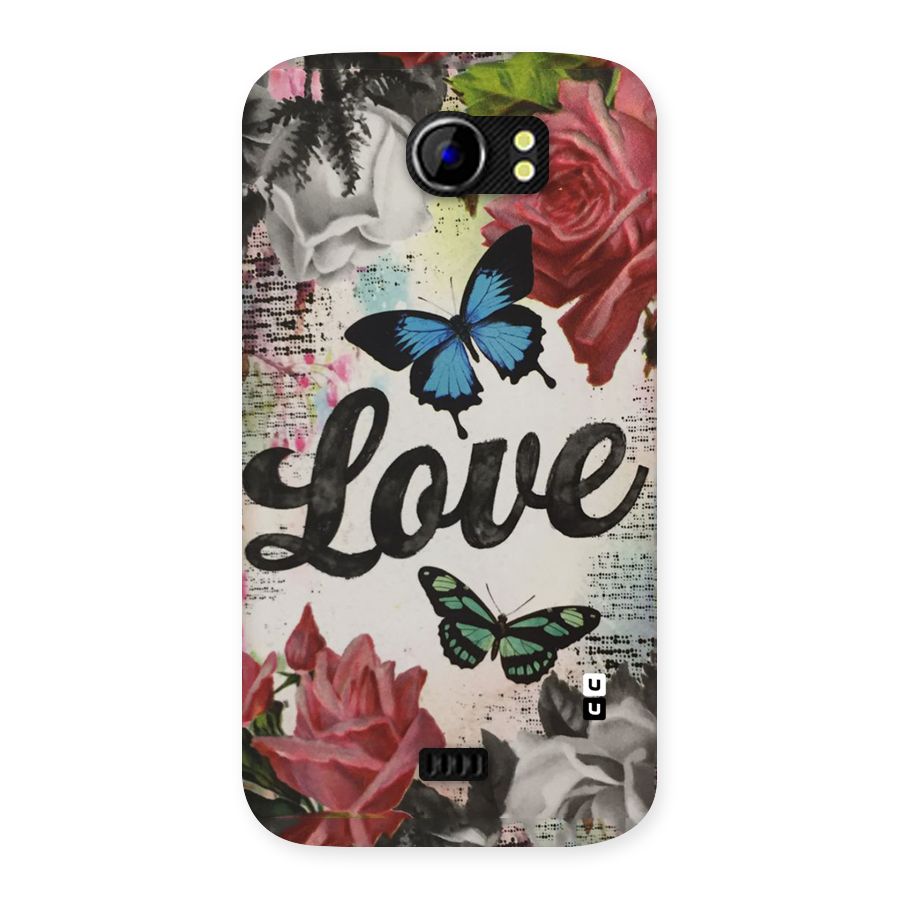 Lovely Butterfly Love Back Case for Micromax Canvas 2 A110
