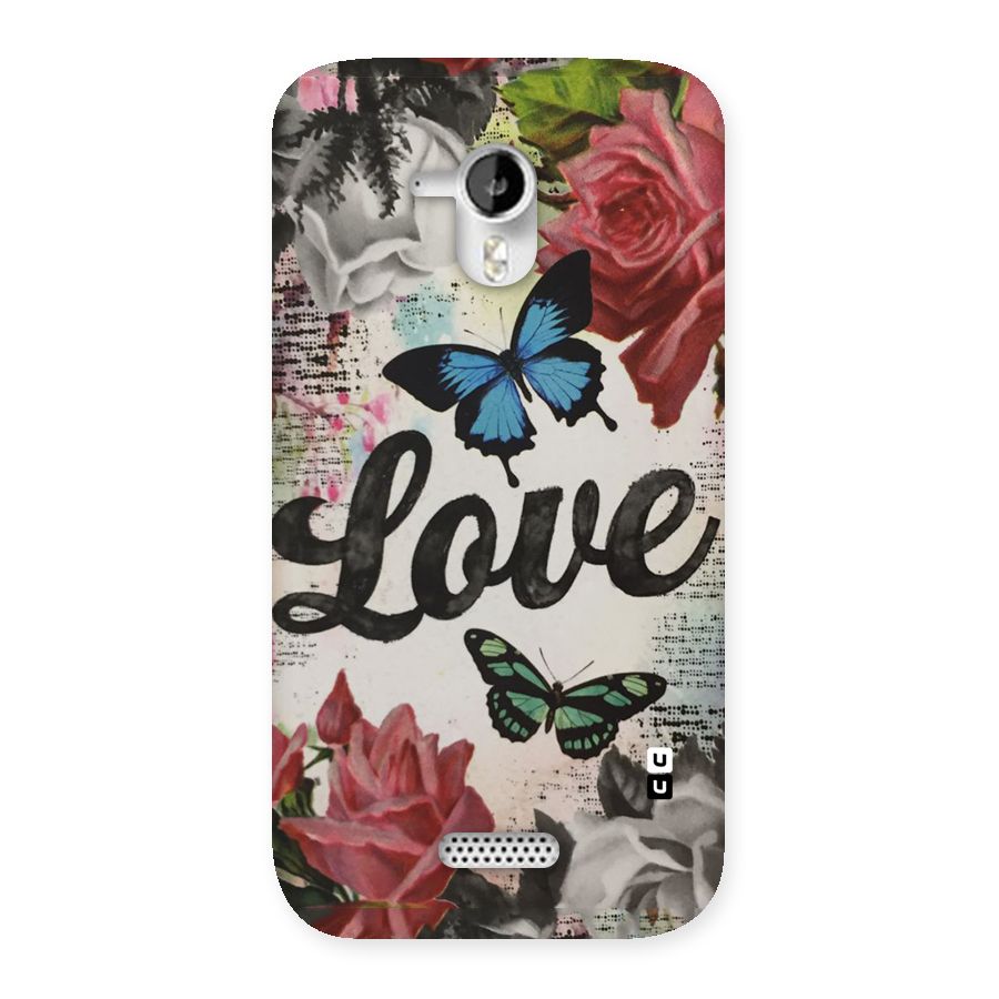 Lovely Butterfly Love Back Case for Micromax Canvas HD A116