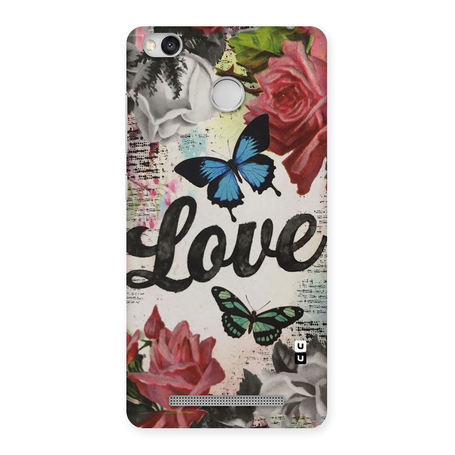 Lovely Butterfly Love Back Case for Redmi 3S Prime